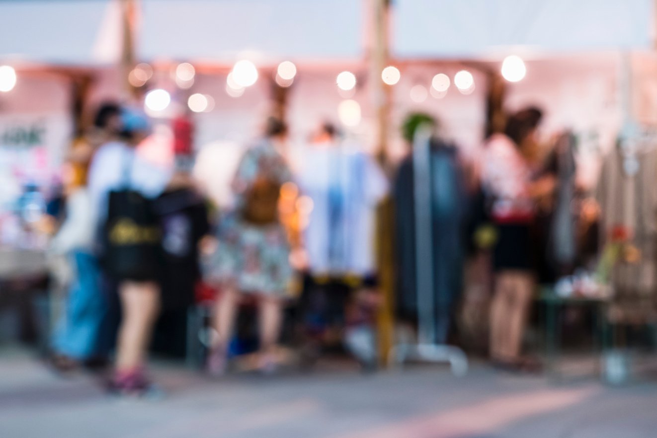 People shopping Blur Background outdoor market event